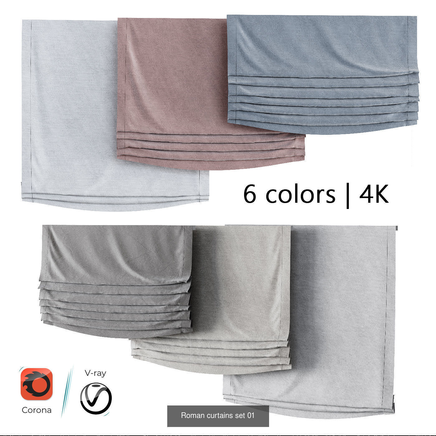 Roman curtains small pack 4 in 1 3D Model Collection_4