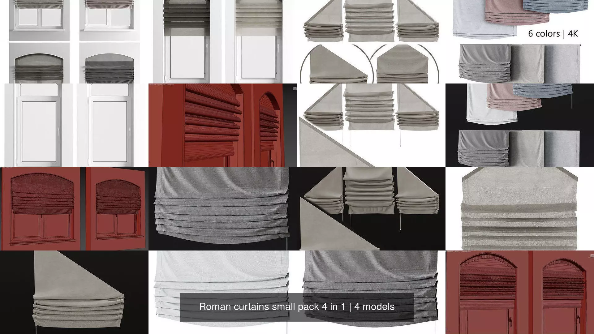 Roman curtains small pack 4 in 1 3D Model Collection_0