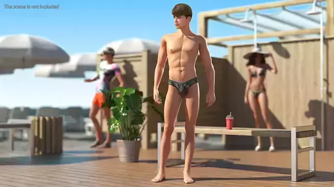 Young Man Underwear Rigged