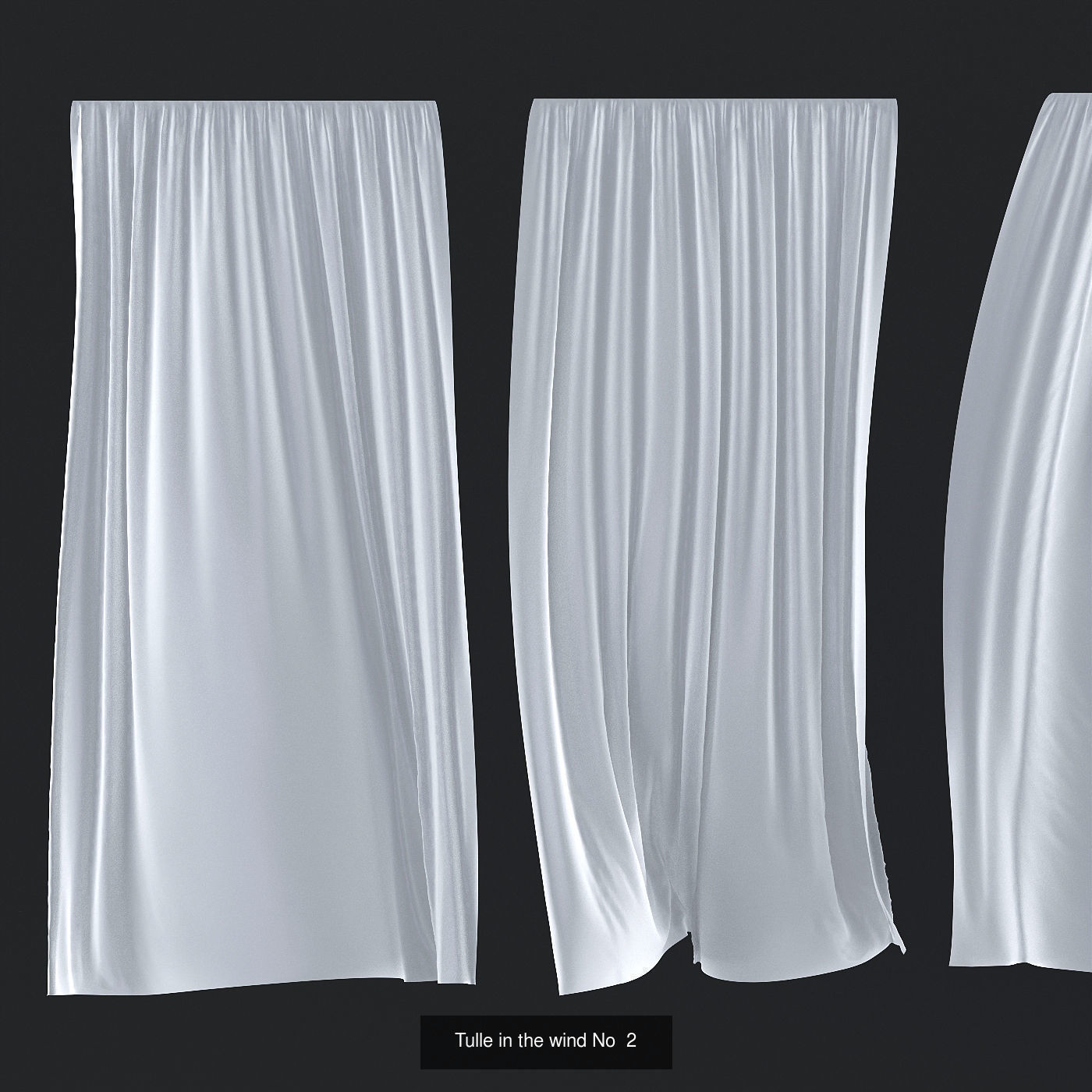 Curtain and tulle in the wind pack 5 in 1  3D Model Collection_3