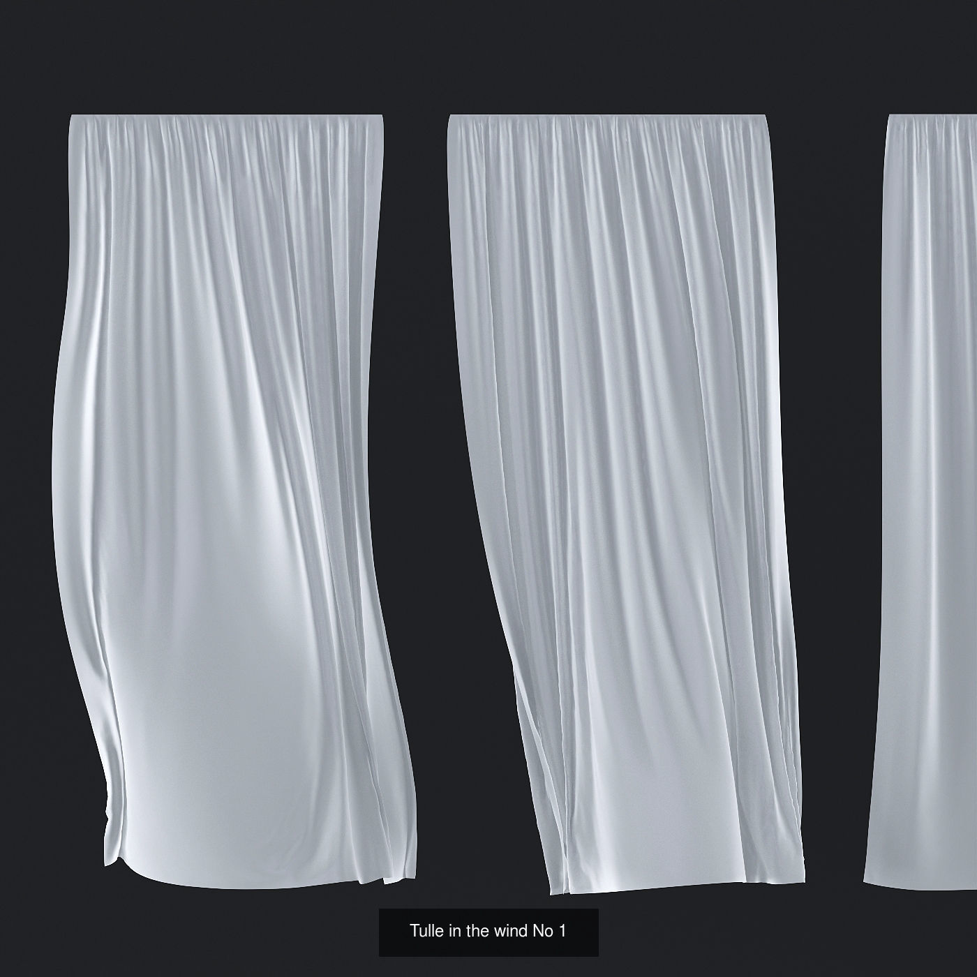 Curtain and tulle in the wind pack 5 in 1  3D Model Collection_2