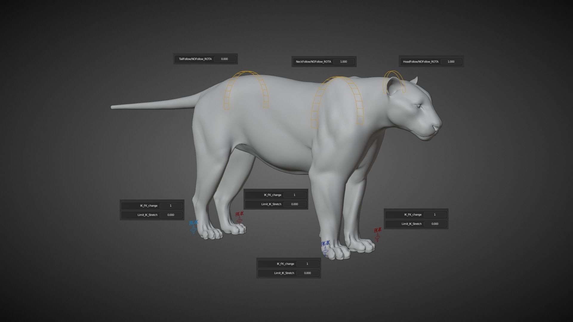 Siberian Tiger Rigged VFX Grace 3D model_20