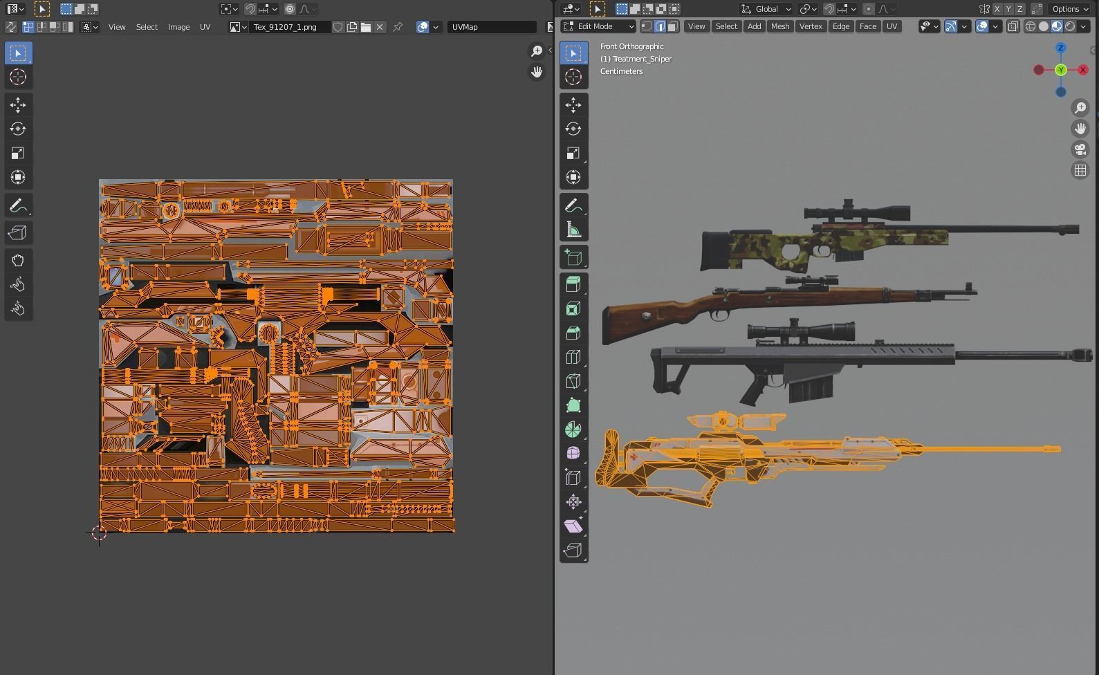 Sniper  AWM  Kar98k  M82B TreatmentSniper 3D model_4