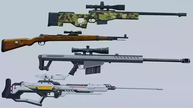 Sniper  AWM  Kar98k  M82B TreatmentSniper 3D model
