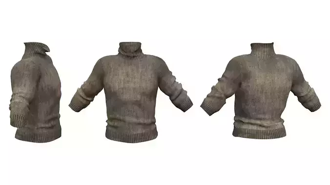 Male Polo Neck Jumper Low-poly 3D model