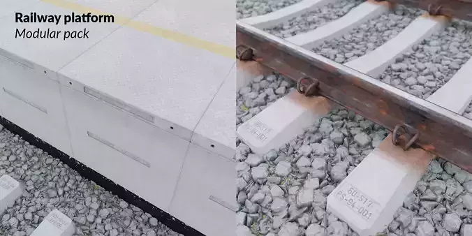 Railway platform - Modular pack 3D model