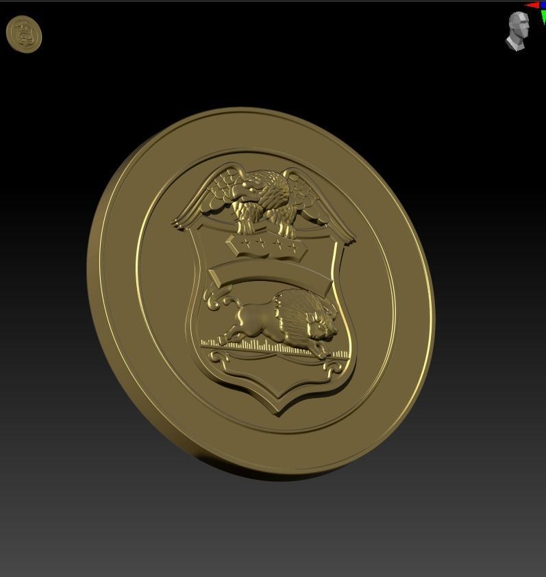 BUFALO police badge on silver coin 3D print model_11