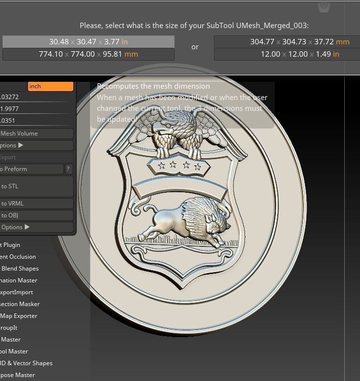 BUFALO police badge on silver coin 3D print model_5