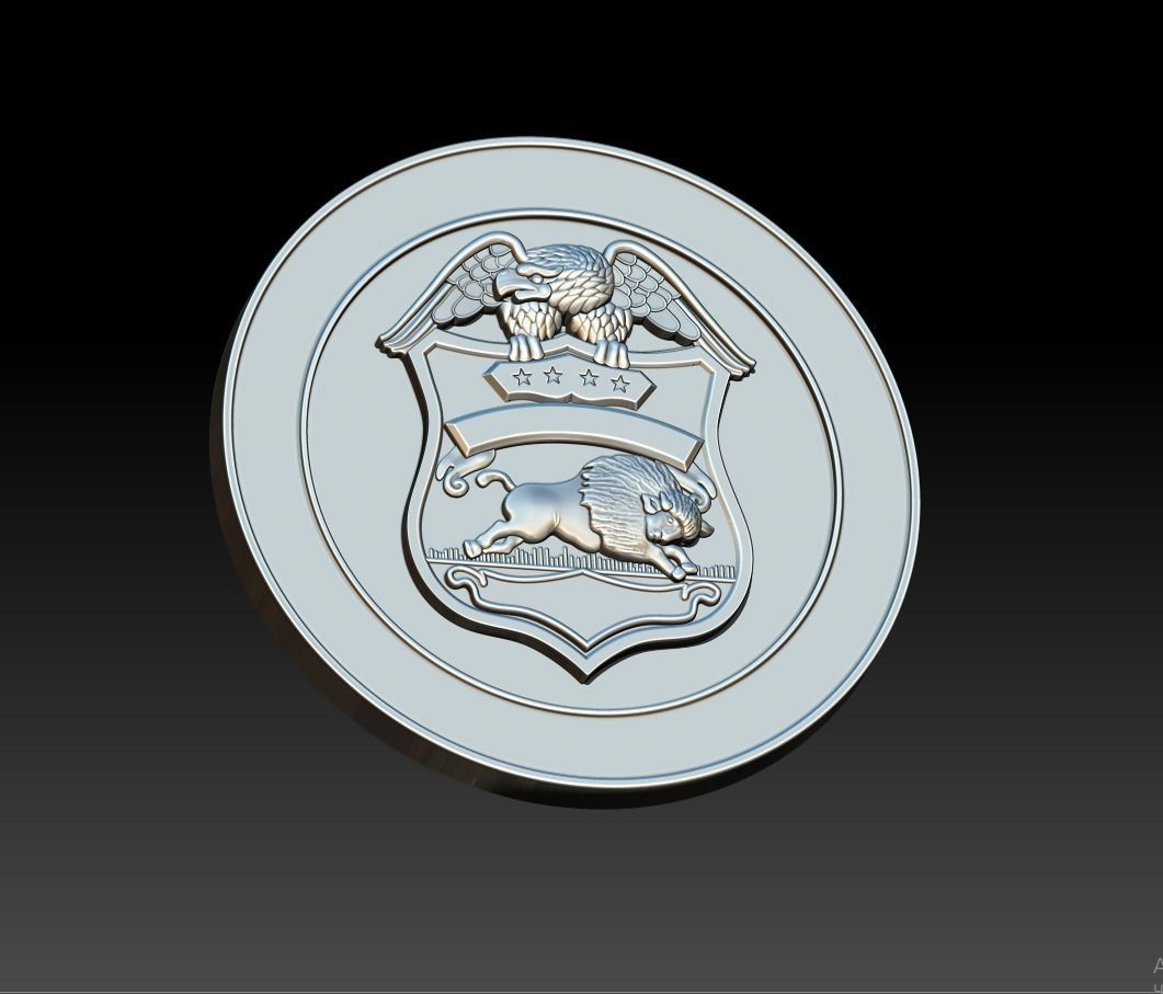 BUFALO police badge on silver coin 3D print model_6
