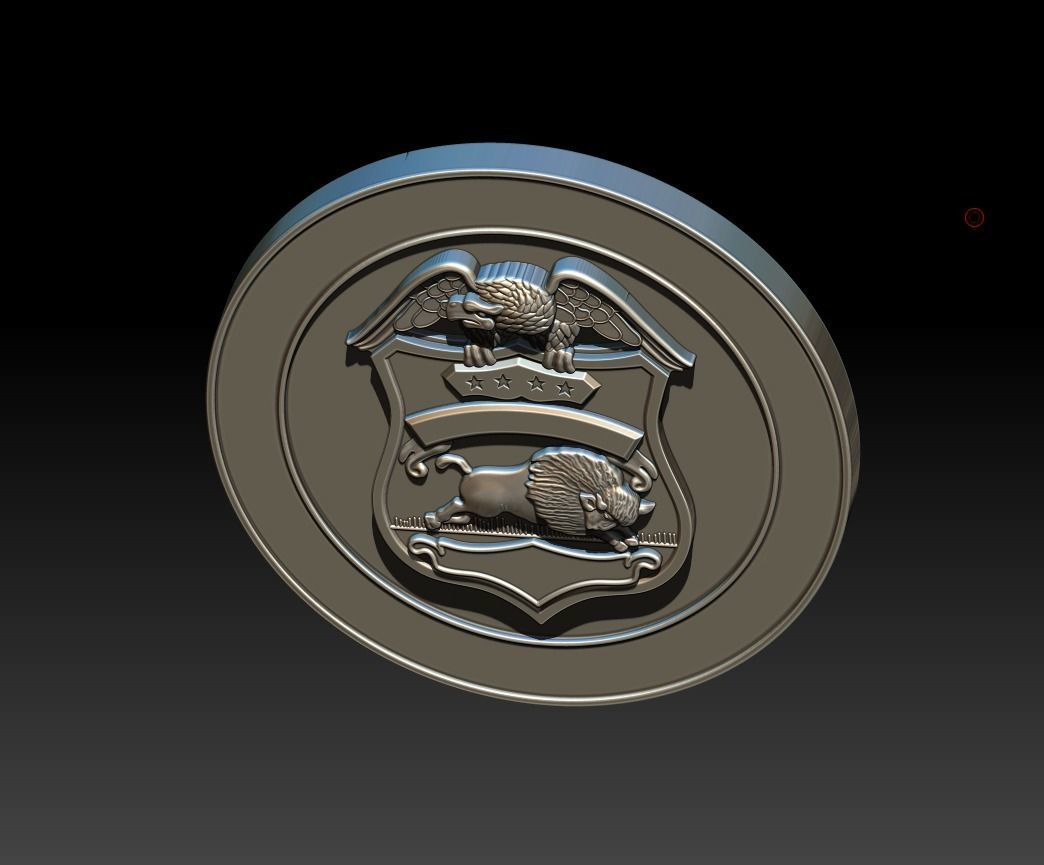 BUFALO police badge on silver coin 3D print model_7