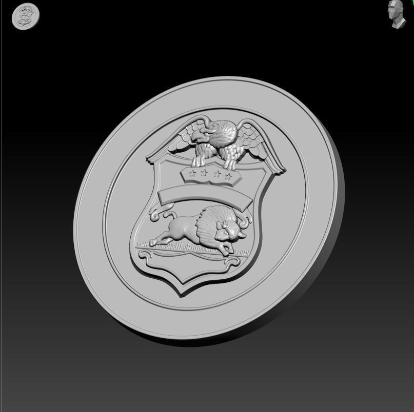 BUFALO police badge on silver coin 3D print model_12