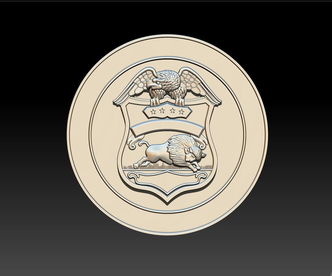 BUFALO police badge on silver coin 3D print model_4