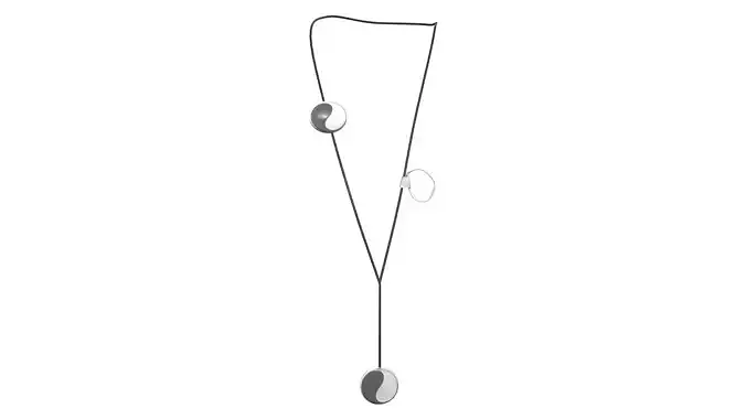 Necklace with two balls hanging from it
