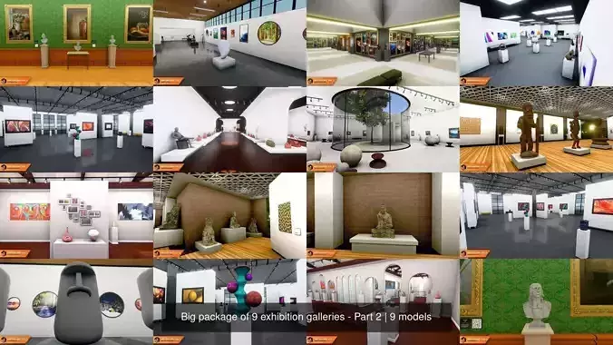 Big package of 9 exhibition galleries - Part 2 3D Model Collection