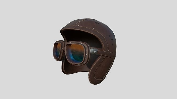 Biker Classic Helmet 02 Leather - Character Design Fashion Low-poly 3D model