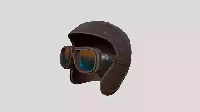 Biker Classic Helmet 02 Leather - Character Design Fashion Low-poly 3D model