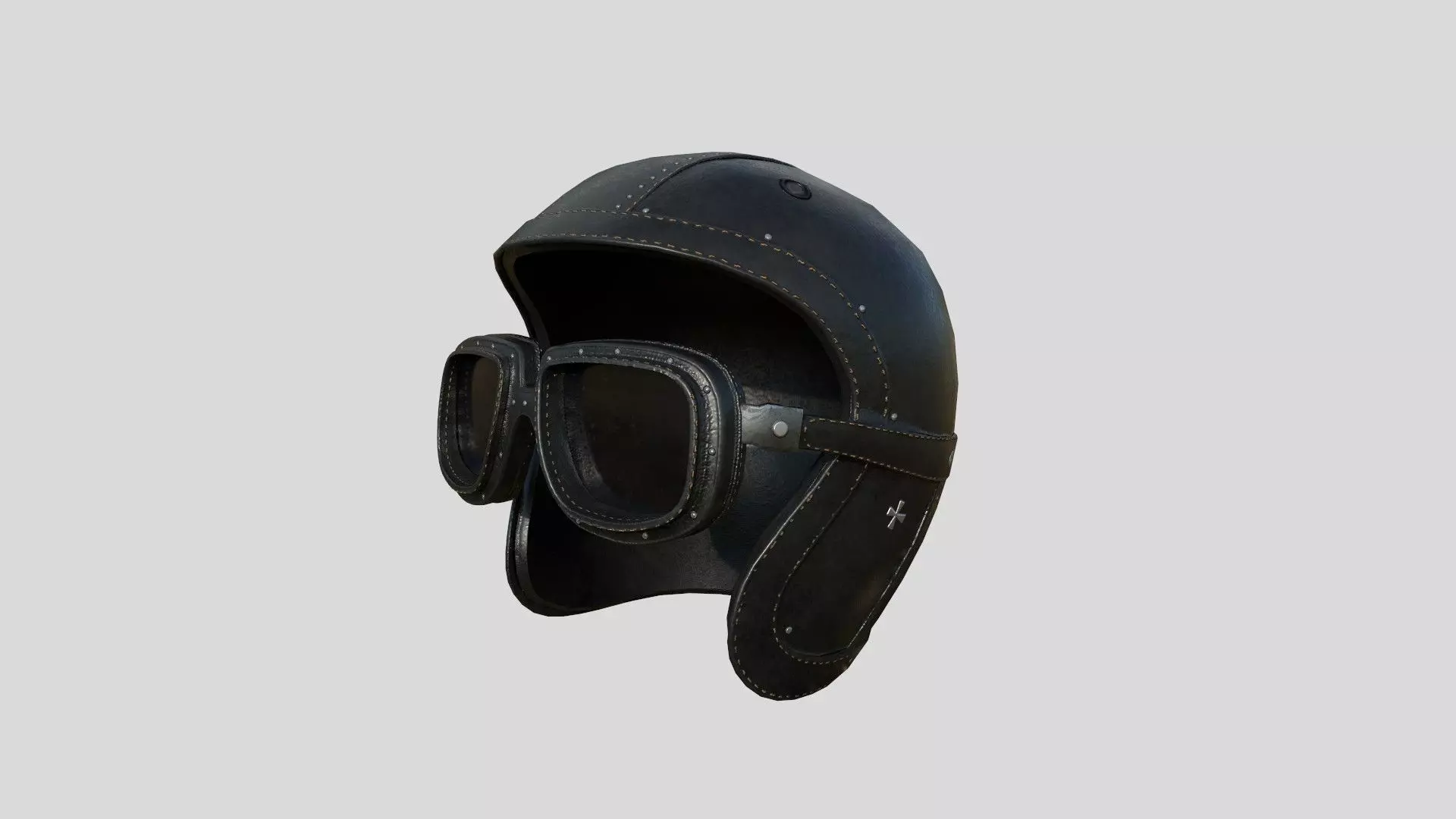 Biker Classic Helmet 03 Black Leather - Character Design Fashion Low-poly 3D model