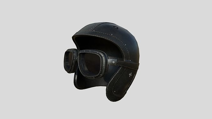 Biker Classic Helmet 03 Black Leather - Character Design Fashion Low-poly 3D model