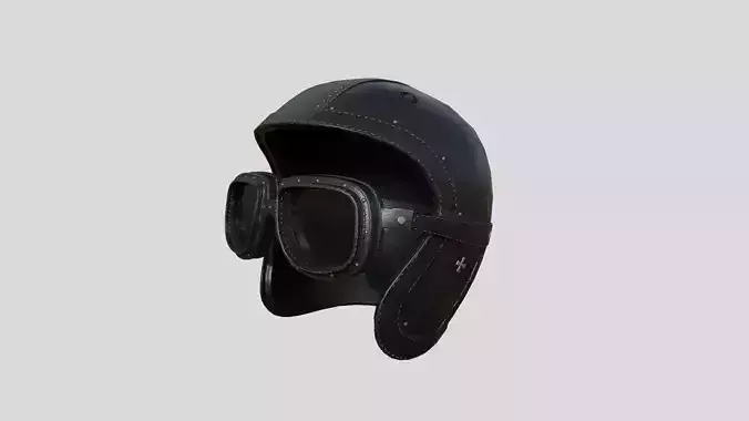 Biker Classic Helmet 03 Black Leather - Character Design Fashion Low-poly 3D model