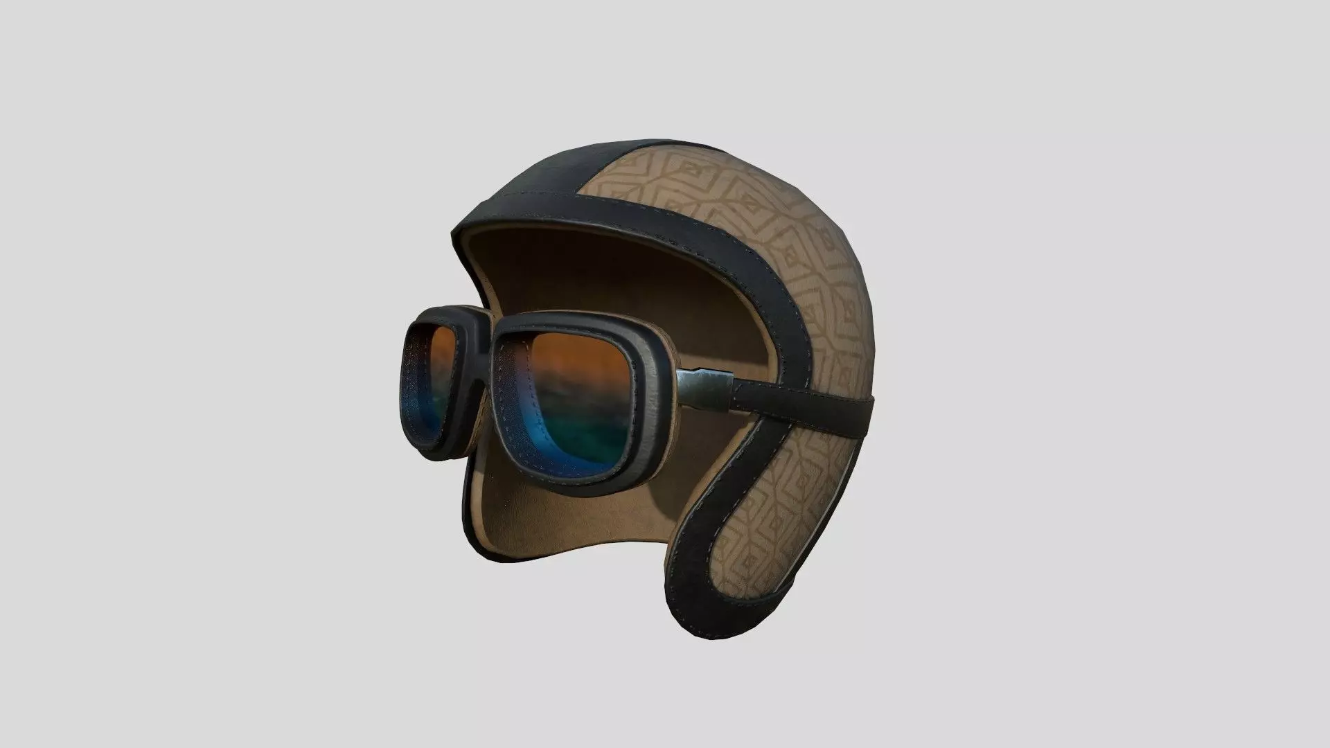 Biker Classic Helmet 06 Beige Black - Character Design Fashion Low-poly 3D model