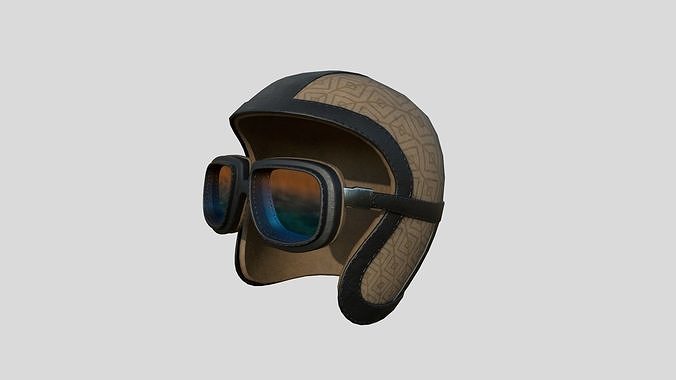 Biker Classic Helmet 06 Beige Black - Character Design Fashion Low-poly 3D model