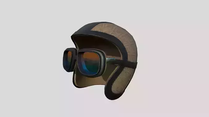 Biker Classic Helmet 06 Beige Black - Character Design Fashion Low-poly 3D model