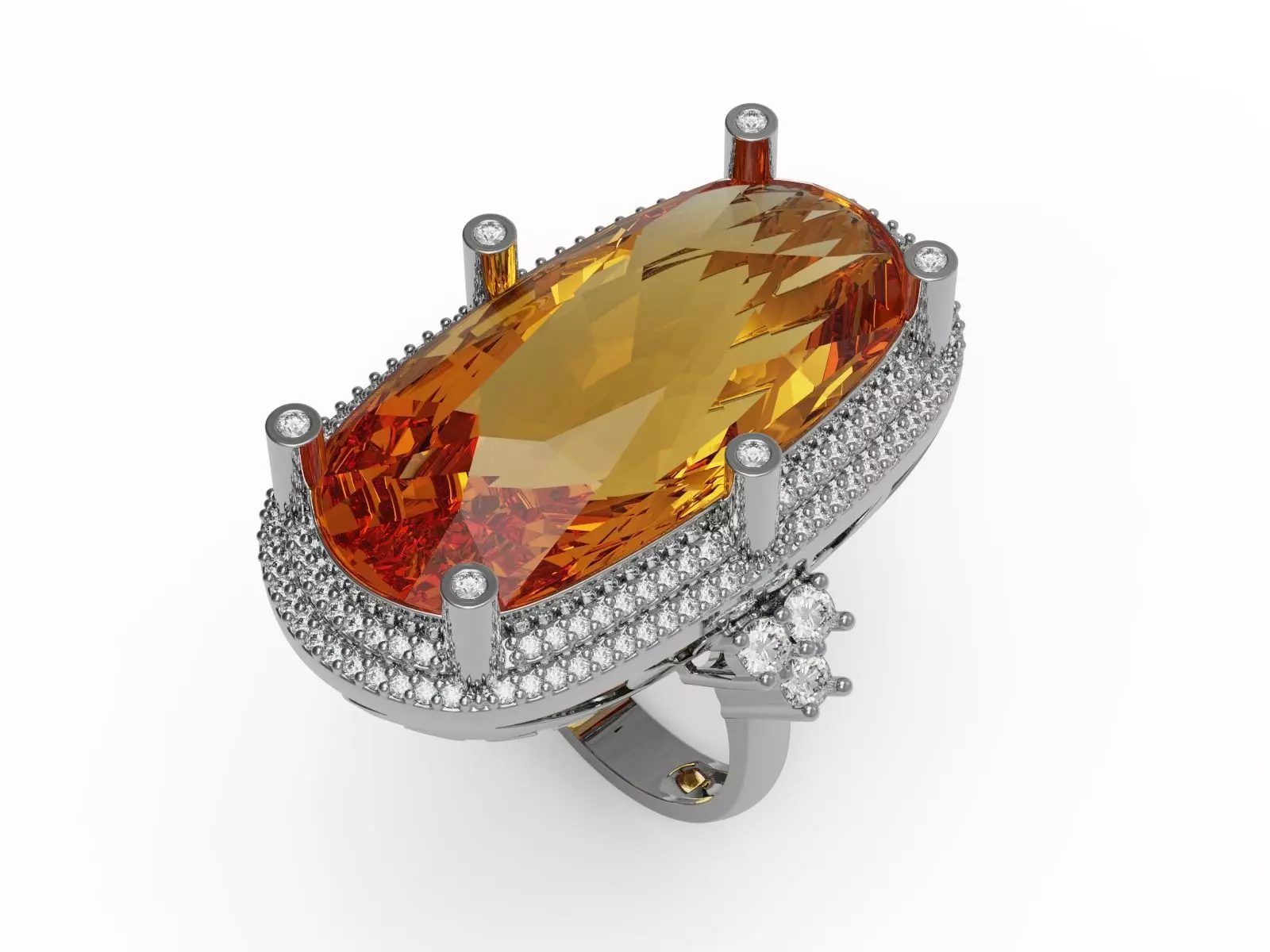 Cushion ring with diamonds 3D print model