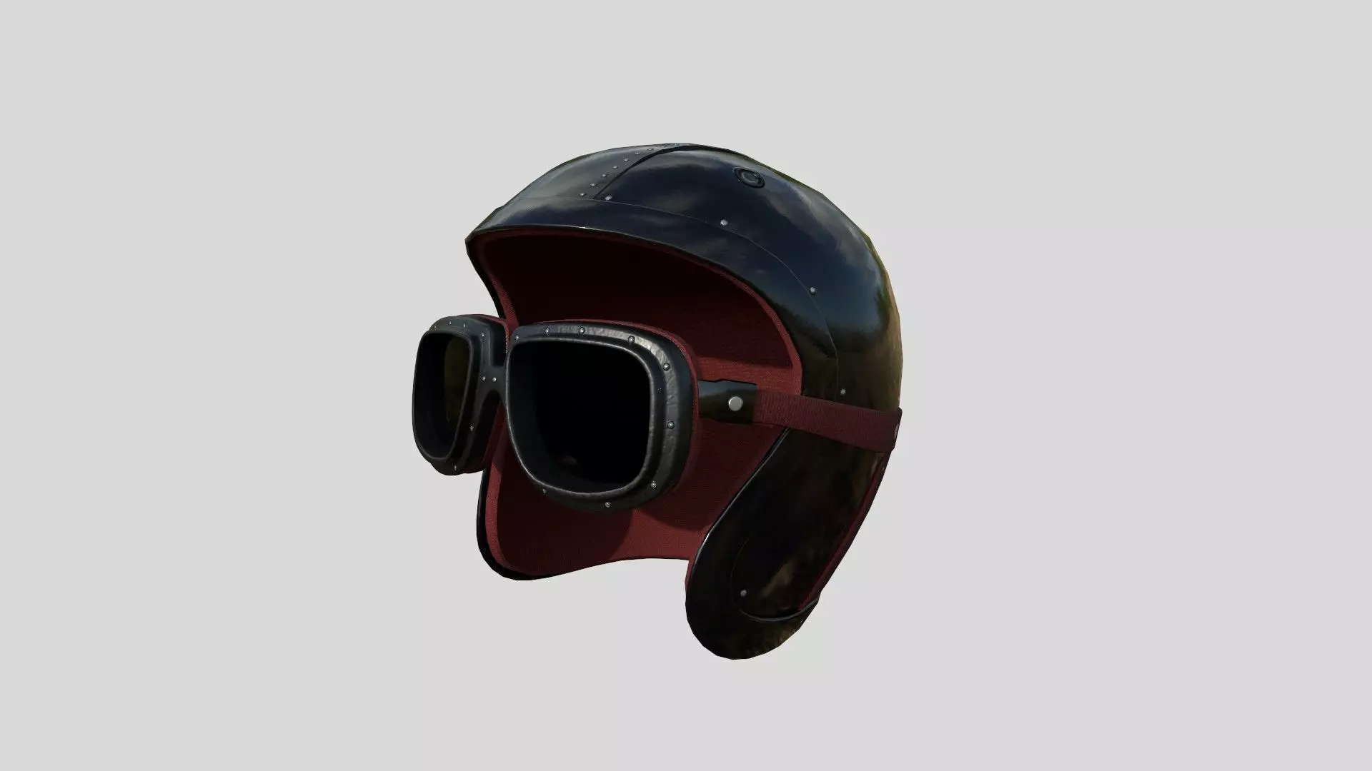 Biker Classic Helmet 07 Black Shine - Character Design Fashion Low-poly 3D model
