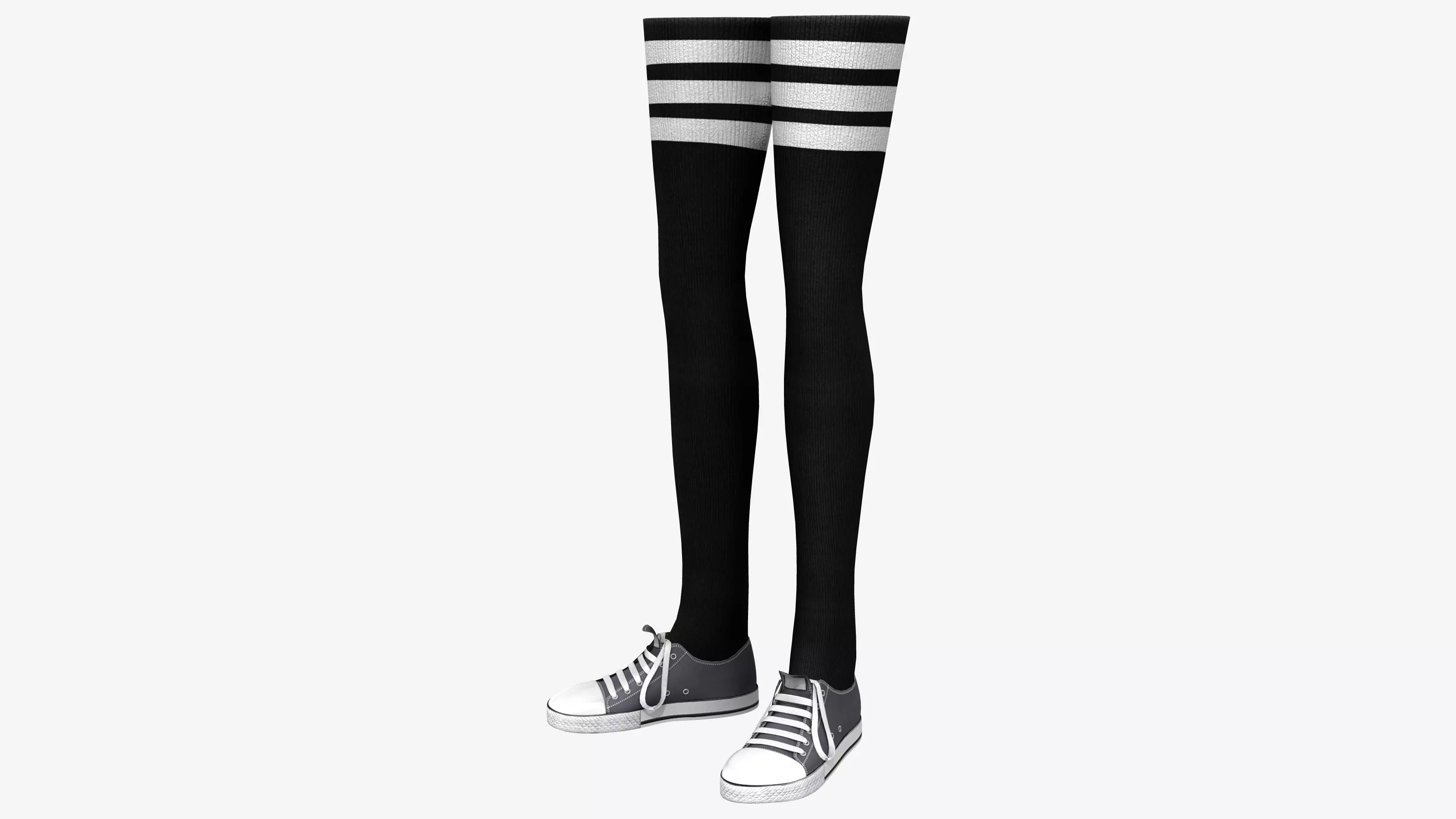 Thigh Socks with Sneakers Low-poly 3D model