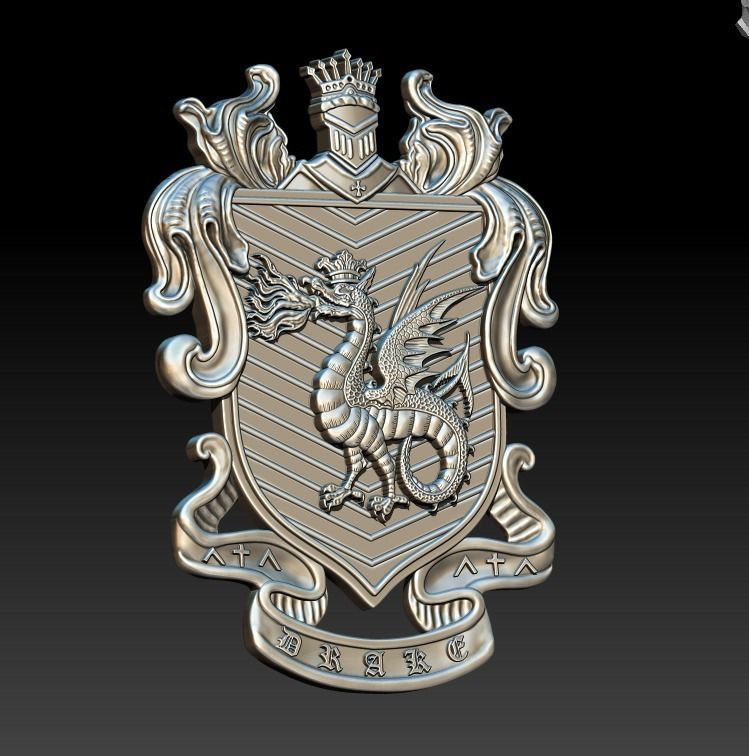 DRAGON coat of arms 3D print model_18