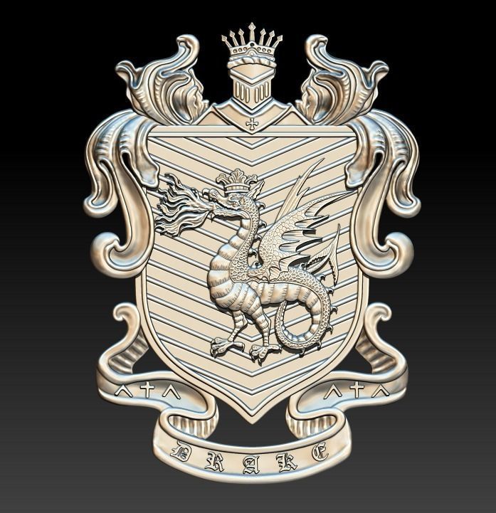 DRAGON coat of arms 3D print model_14