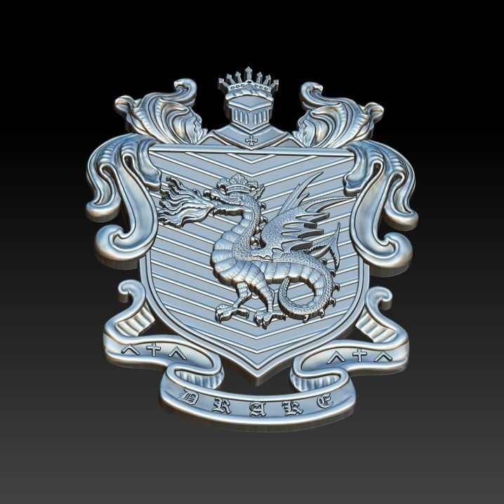 DRAGON coat of arms 3D print model_22