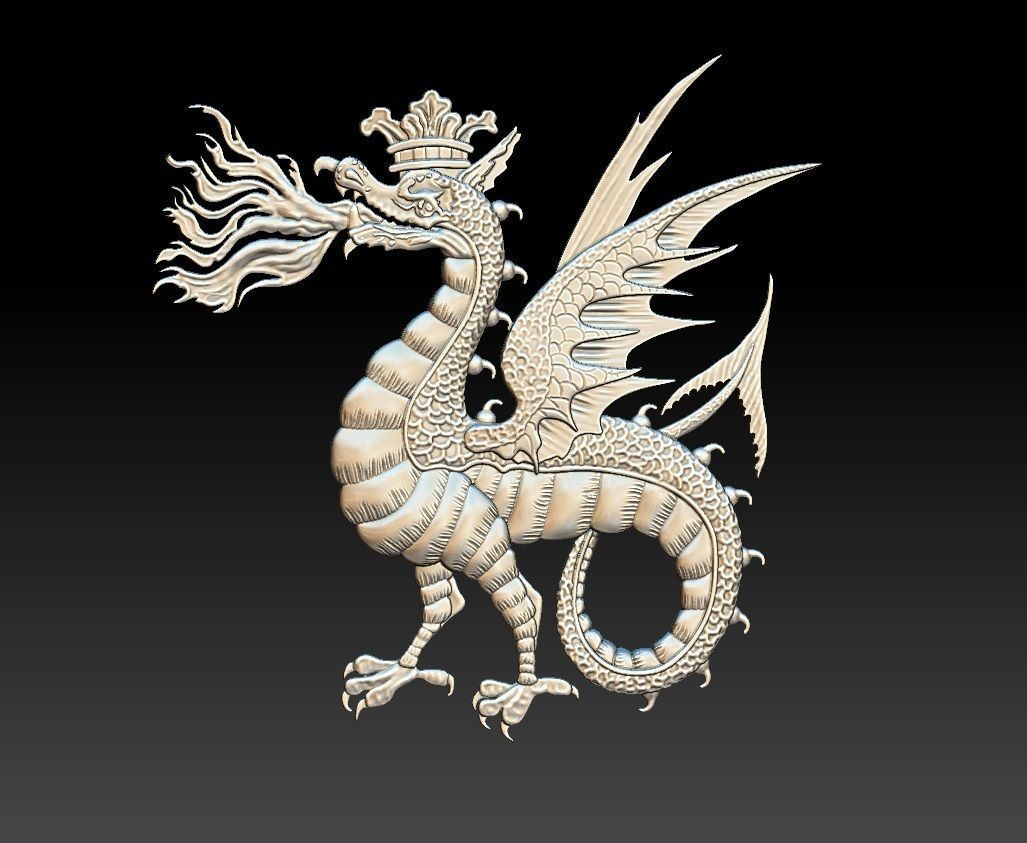DRAGON coat of arms 3D print model_17