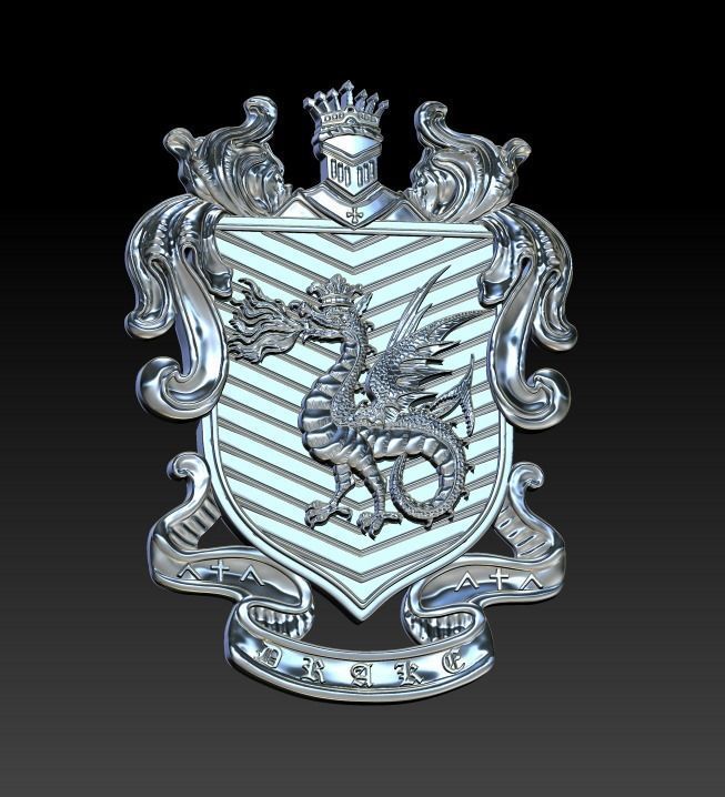 DRAGON coat of arms 3D print model_7
