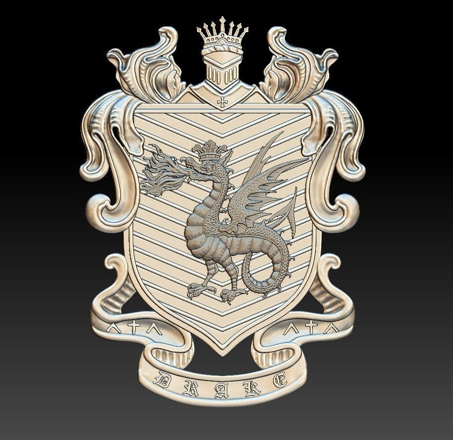 DRAGON coat of arms 3D print model_12
