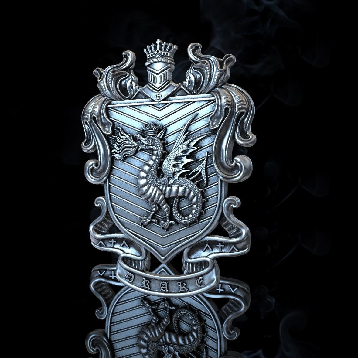 DRAGON coat of arms 3D print model_4