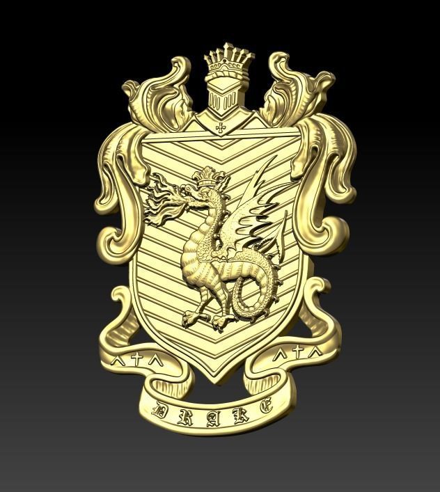DRAGON coat of arms 3D print model_28