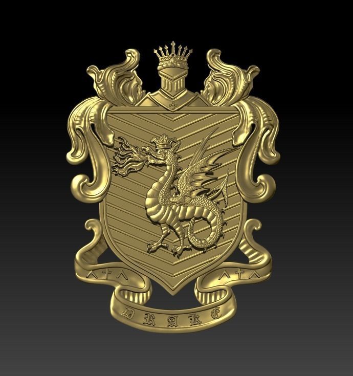 DRAGON coat of arms 3D print model_26