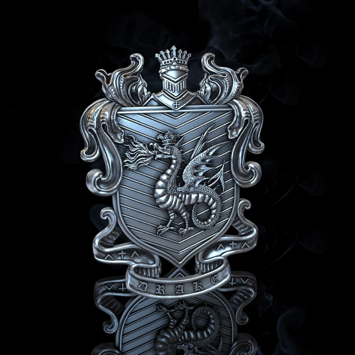 DRAGON coat of arms 3D print model_3