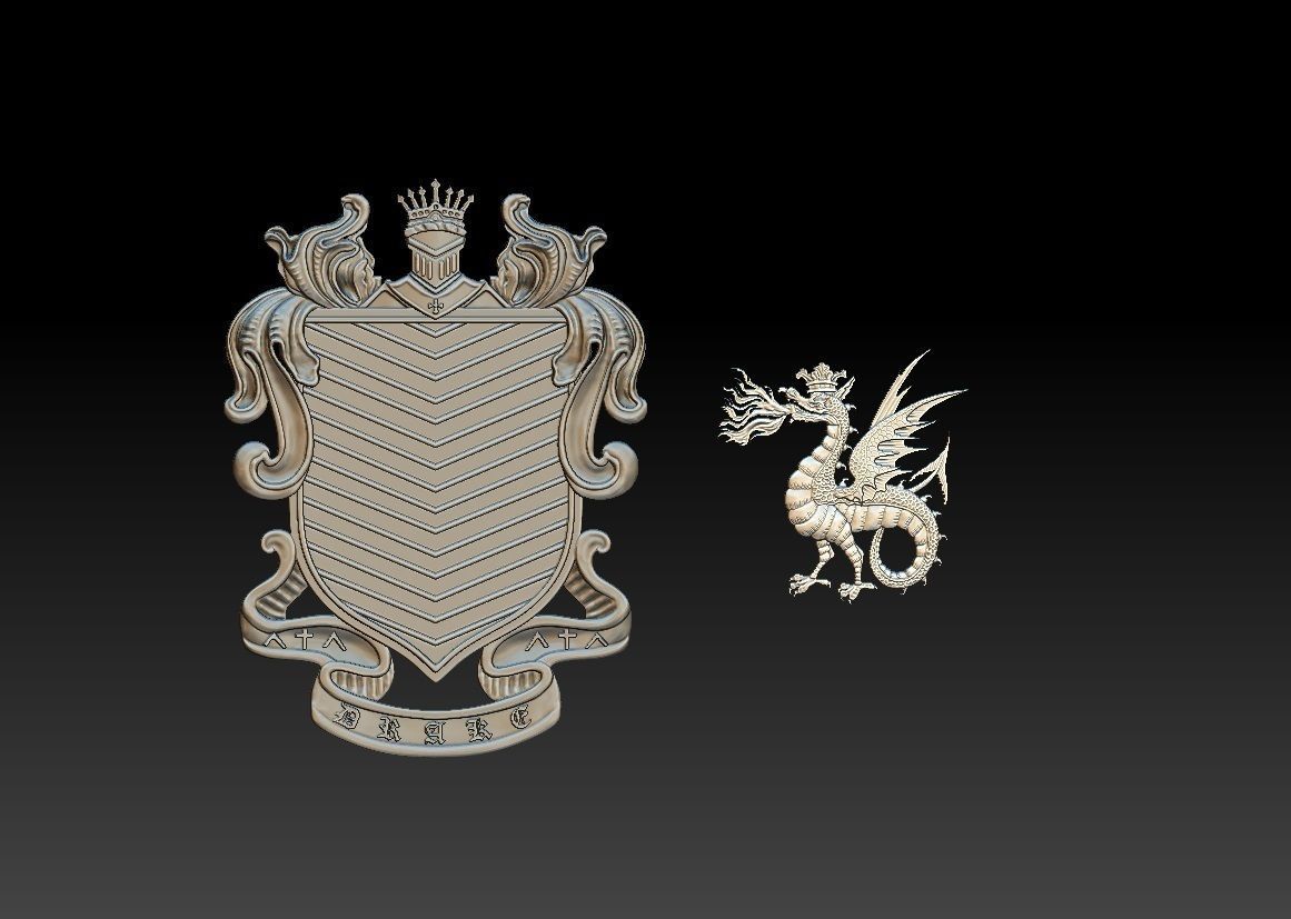 DRAGON coat of arms 3D print model_11