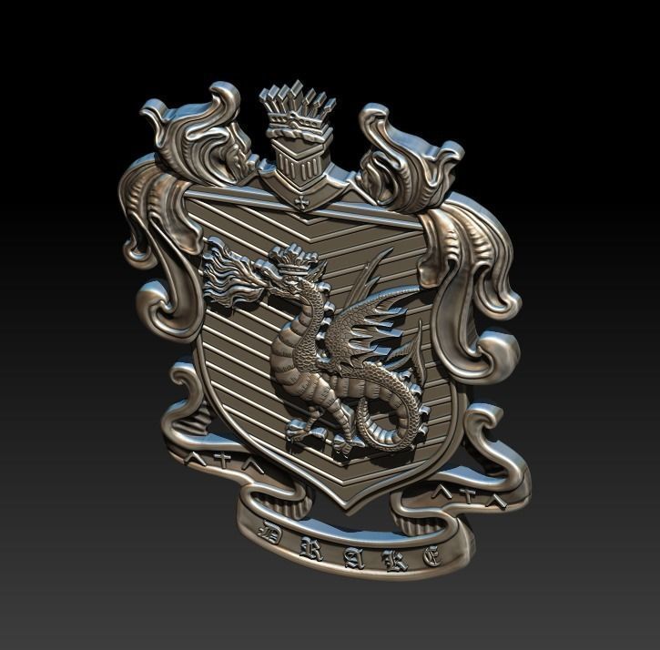 DRAGON coat of arms 3D print model_20