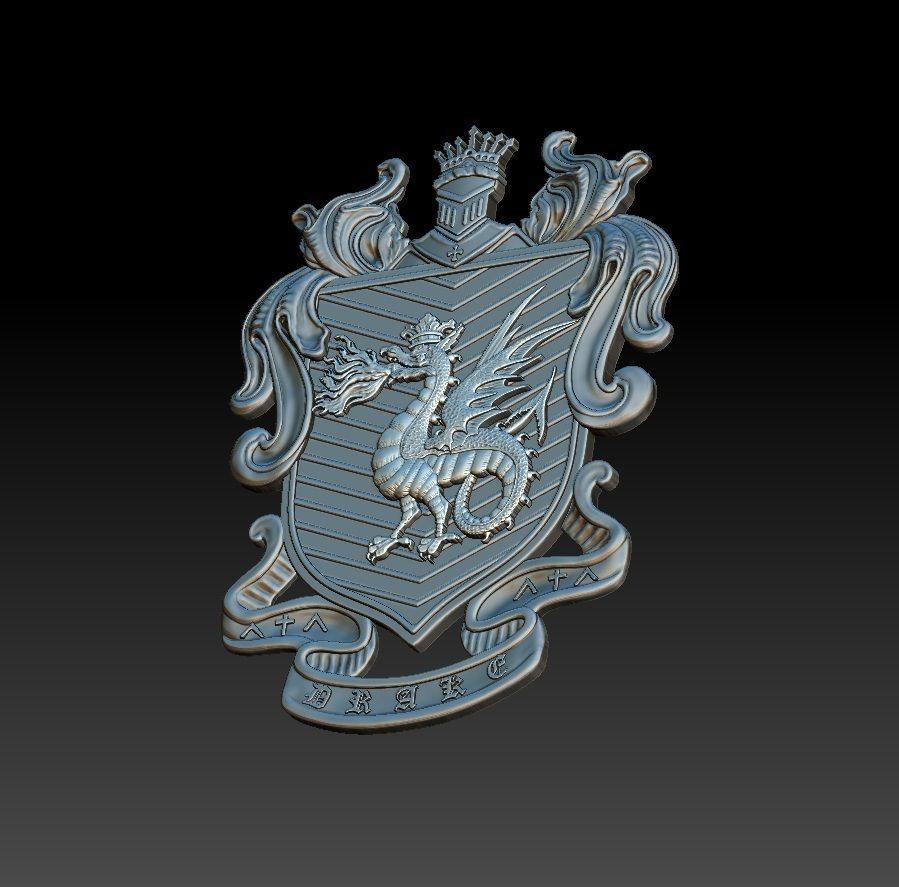 DRAGON coat of arms 3D print model_13