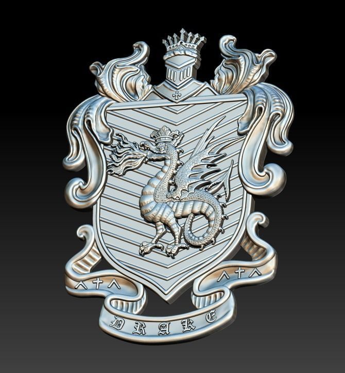 DRAGON coat of arms 3D print model_16