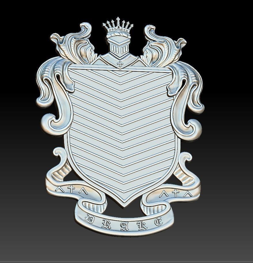 DRAGON coat of arms 3D print model_23