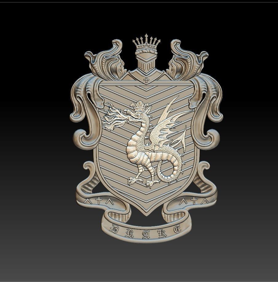 DRAGON coat of arms 3D print model_5