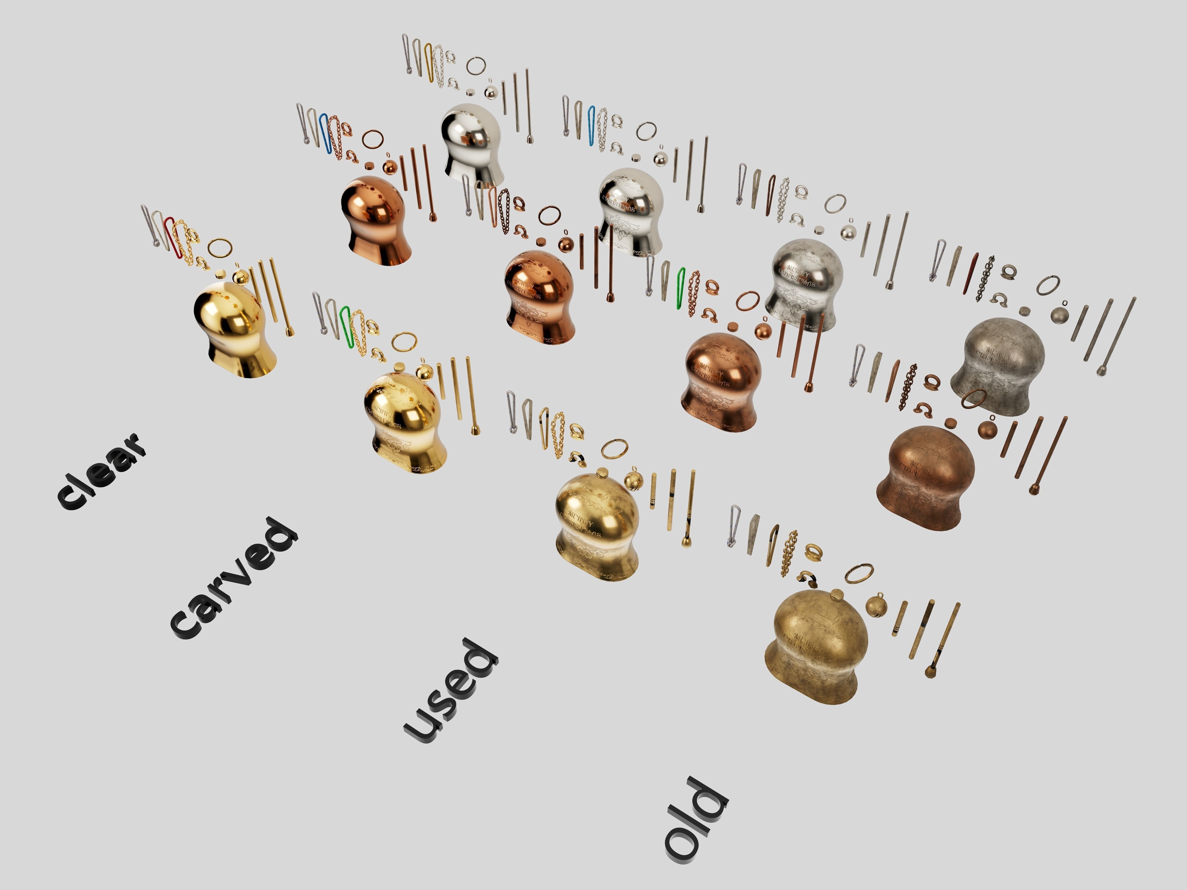 Christmas bell builder v3 with 14 mesh 4 skin and 3 colors 3D model_3