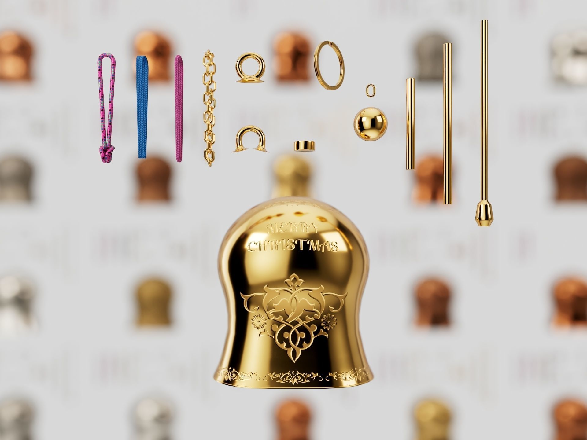 Christmas bell builder v3 with 14 mesh 4 skin and 3 colors 3D model_5