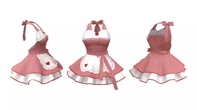Heart Apron Dress Low-poly 3D model