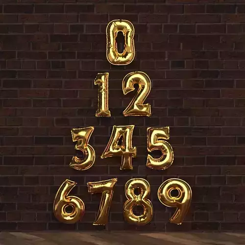 Inflated Foil Numeric Balloons 3D model