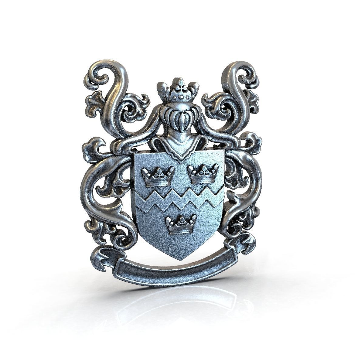 Coat of arms KNIGHT WITH CROWN 3D print model_2